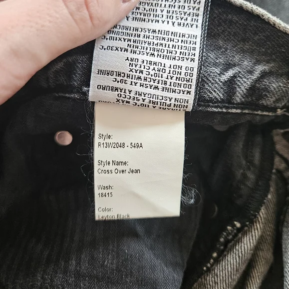 R13 Peyton Black Crossover Jeans Size 25 - Picture 12 of 16